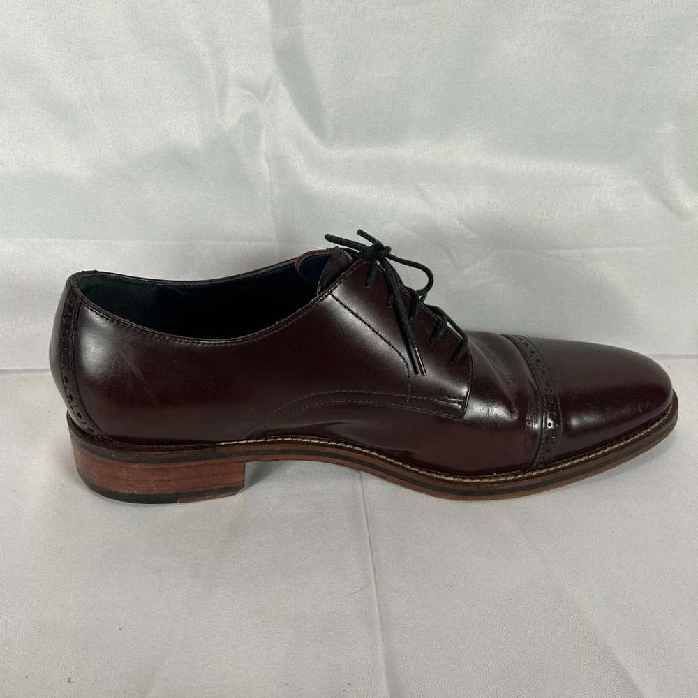 Cole Haan Mens C10840 Burgundy Leather Cap Toe Derby Dress Shoe Air Size 11